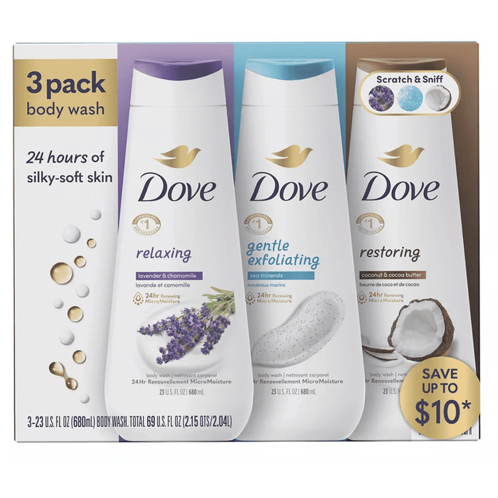 Dove Relax, Exfoliate & Restore Body Wash Variety Pack, 3 pk./23 oz.