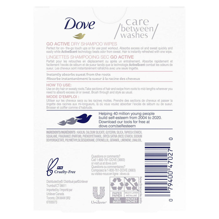 Dove Care Between Washes Dry Shampoo Sheets Go Active 5 Sheets