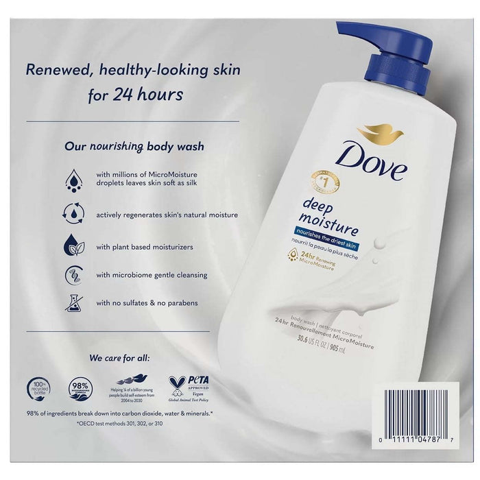 Dove Deep Moisture Renewing Body Wash 30.6 Fluid Ounce (Pack of 2)