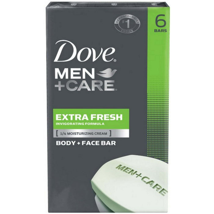 Dove Men+Care Body & Face Bars, Extra Fresh, 4.25 oz bars, 6 ea (Pack of 2)