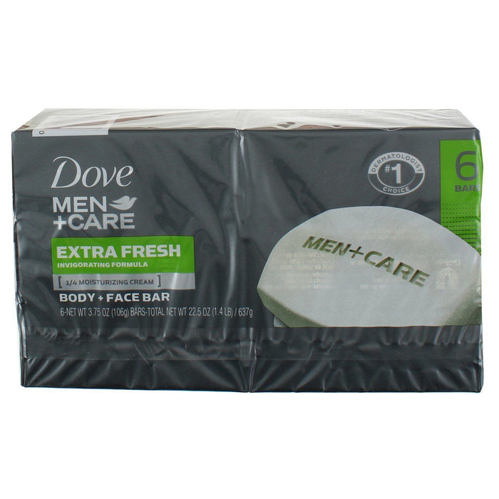 Dove Men+Care Body & Face Bars, Extra Fresh, 4.25 oz bars, 6 ea (Pack of 2)