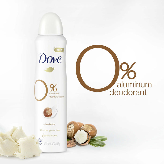 Dove 0% Aluminum Deodorant Spray Shea Butter Aluminum Free Deodorant For 48 Hour Protection 4OZ, 1