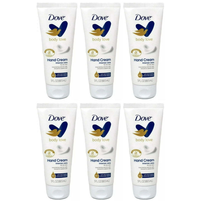 6 Pack Dove Body Love Intense Care Moisturizing Hand Cream 3 oz