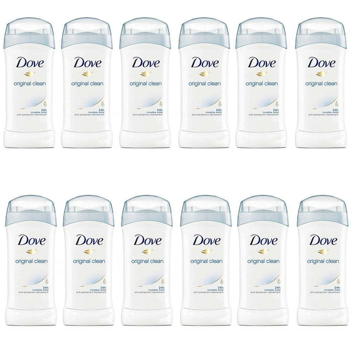 Pack of (12) Dove Anti-Perspirant Deodorant, Invisible Solid, Original Clean, 2.6 oz