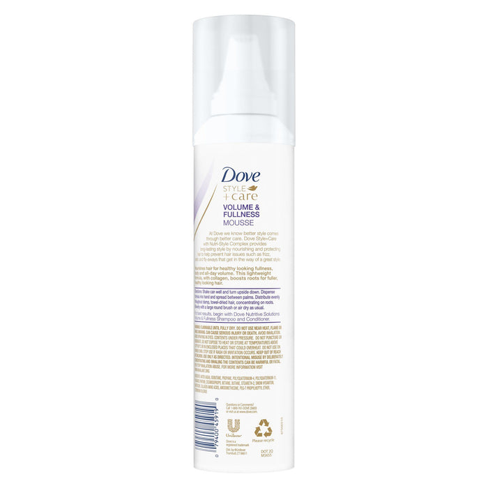 Dove Style + Care Volumizing Nourishing Spray Hair Styling Mousse, 7 oz