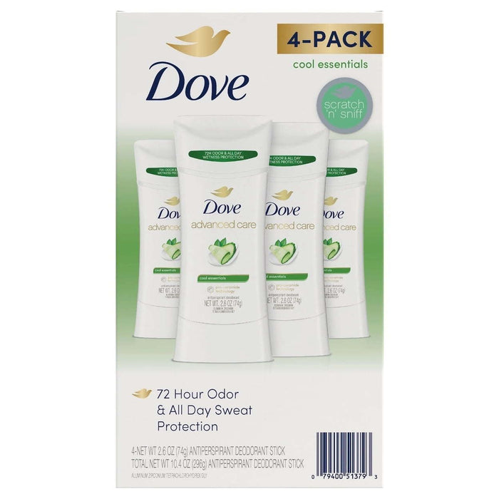 Dove Advanced Care Cool Essentials Deodorant 2.6 Ounce (Pack of 4)