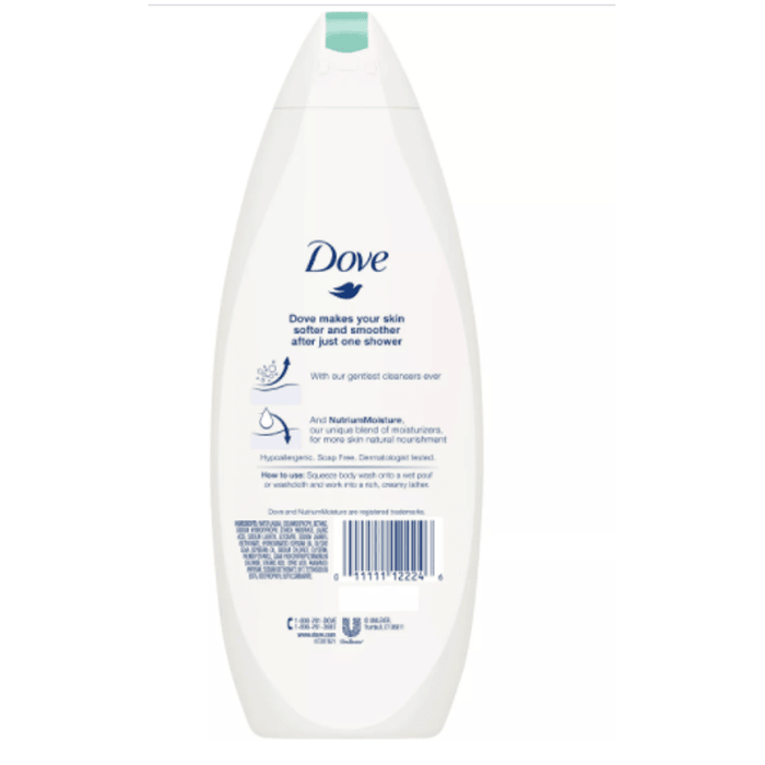 Dove Sensitive Skin Nourishing Body Wash, Unscented, 22 oz (Pack of 4)