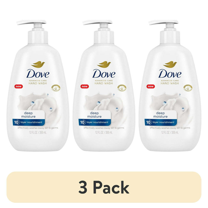 (3 pack) Dove Advanced Care Daily Use Deep Moisture Women's Hand Soap, 12 fl oz