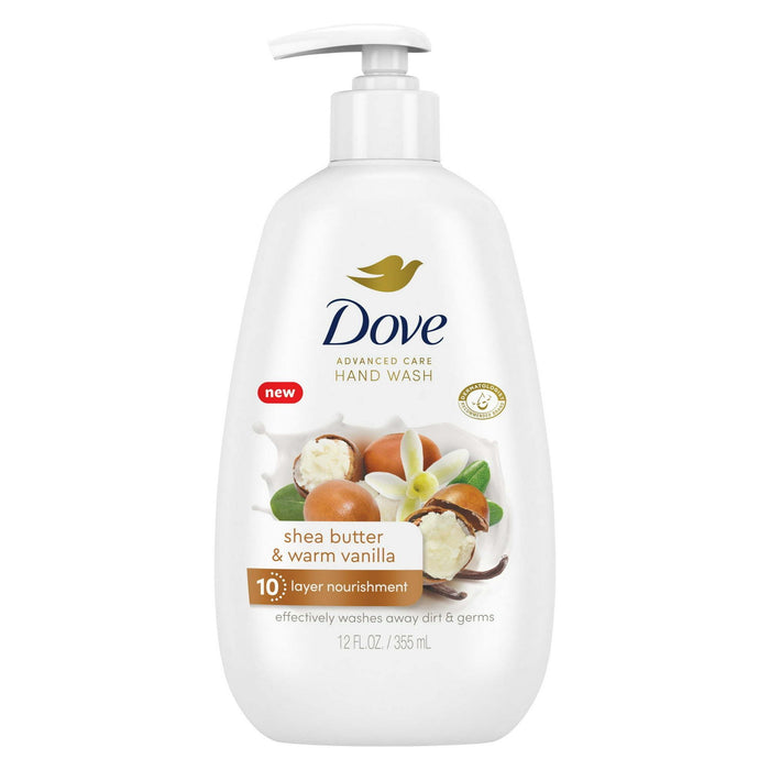 (4 pack) Dove Advanced Care Women's Hand Soap All Skin Shea Butter & Warm Vanilla, 12 oz