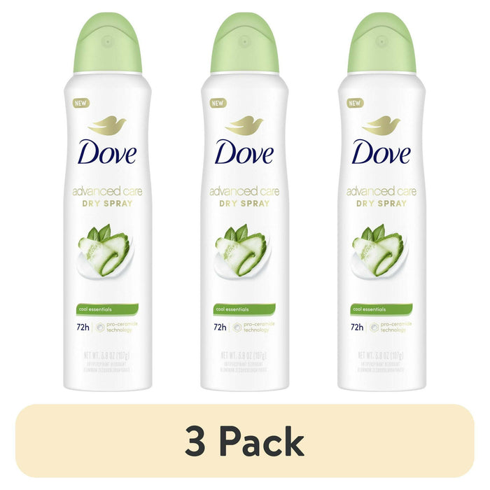 (3 pack) Dove Advanced Care Cool Essentials Dry 48HR Deodorant Spray 2 Pack