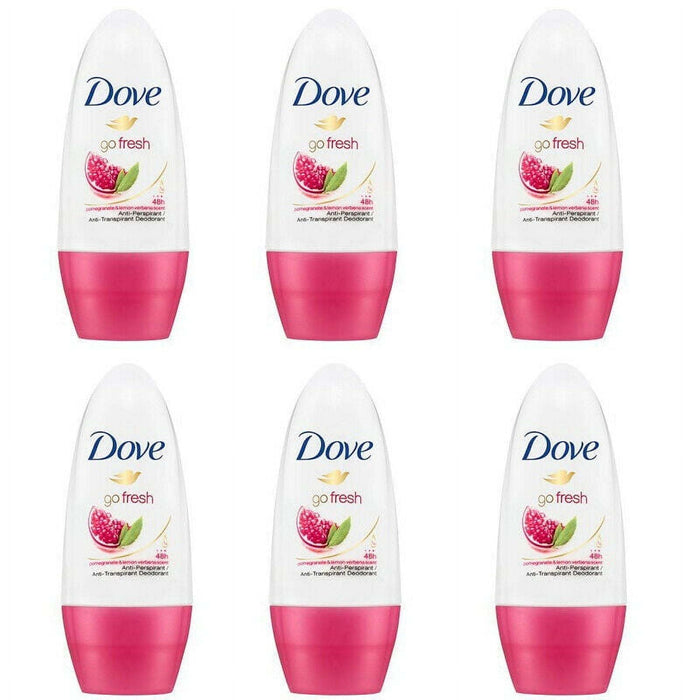 6 Pack Dove Go Fresh Pomegranate Roll On 48 HR Anti perspirant Deodorant 50ML