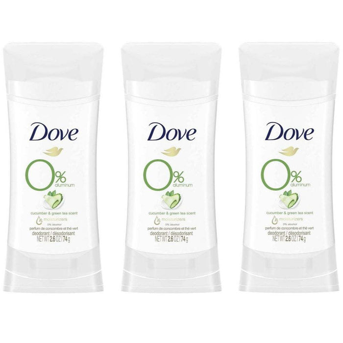 D ove 0% Aluminum Deodorant, Cucumber & Green Tea, 2.6 Ounce (Pack of 3)