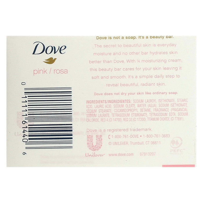 D ove, Beauty Bar Soap with Deep Moisture, Pink, 4 Bars, 3.75 oz