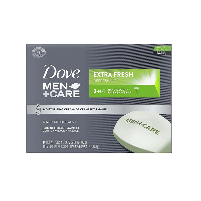 Dove Men+Care Body and Face Bar Soap, Extra Fresh (3.75 oz., 14 ct.) 1PK