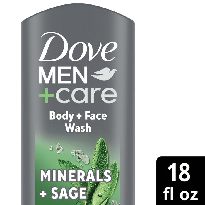 Dove Men+Care Reviving Long Lasting Face & Body Wash, Minerals & Sage All Skin Type, 18 oz