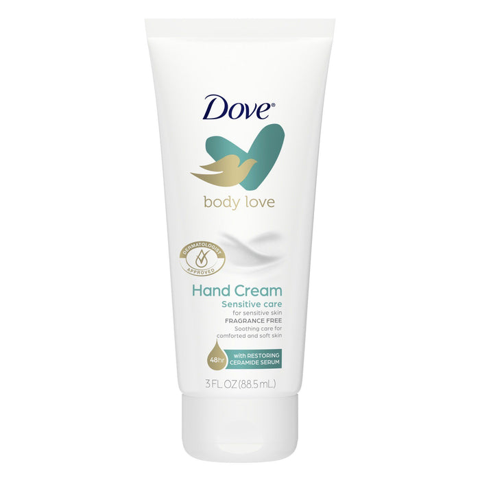 Dove Body Love Fragrance-Free Hand Cream for Rough or Dry Skin Sensitive Care Soothes and Comforts Skin 3 oz