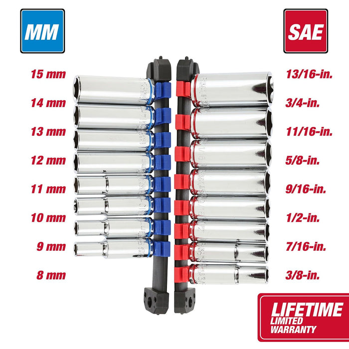 Hyper Tough 20-Piece 3/8-inch Drive Ratchet and Deep Socket Set, SAE and Metric Sockets