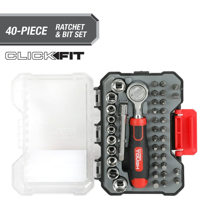 Hyper Tough 40-Piece Socket and Bit Set in Click Fit? Case, 42037CF