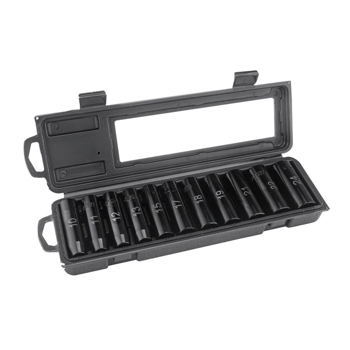 Hyper Tough 11-Piece 1/2" Drive Deep 6-Point Impact Metric Socket Set