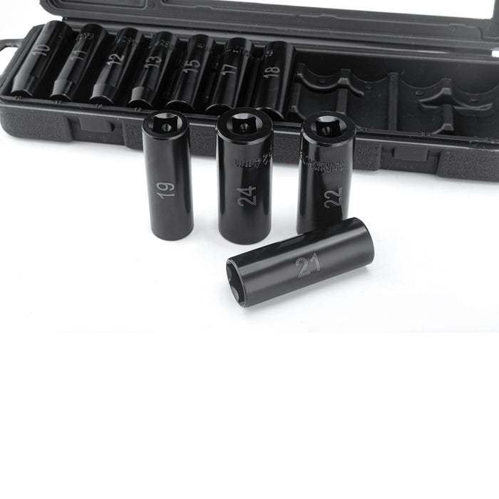 Hyper Tough 11-Piece 1/2" Drive Deep 6-Point Impact Metric Socket Set