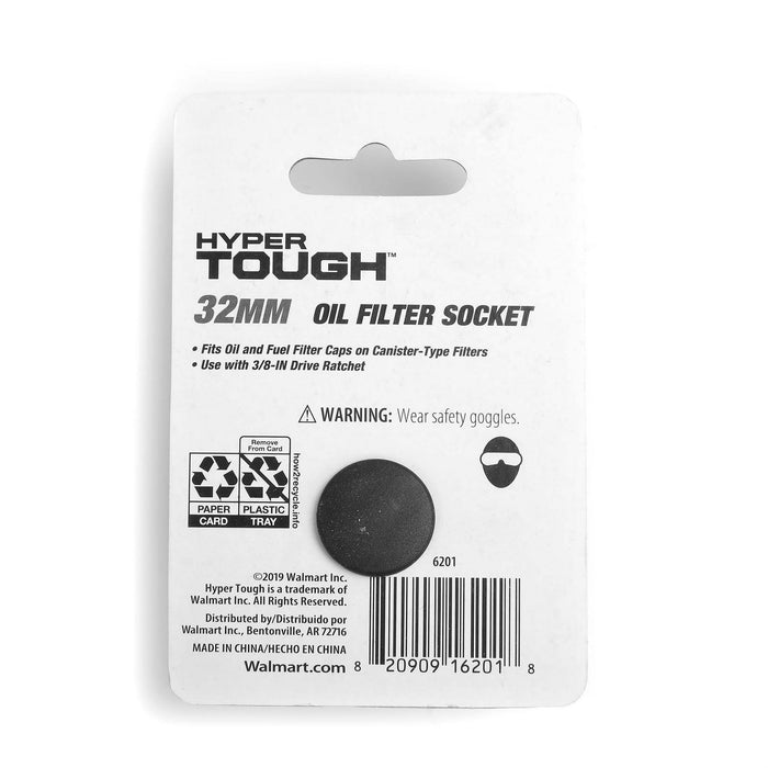 Hyper Tough 32MM Oil Filter Socket, Use with 3/8-inch Drive Ratchet, Black, Model 6201