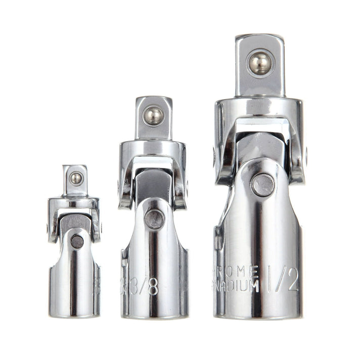 Hyper Tough 3-Piece 1/4, 3/8, 1/2 inch Universal Joint Set for Sockets UC82051A