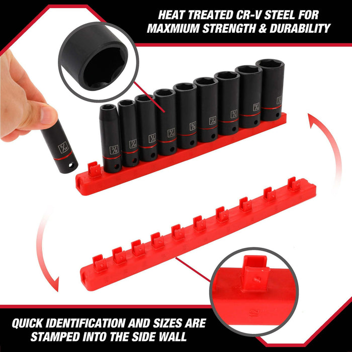 Hyper Tough 11-Piece 3/8-inch Drive, Deep Impact Socket Set SAE, 43243