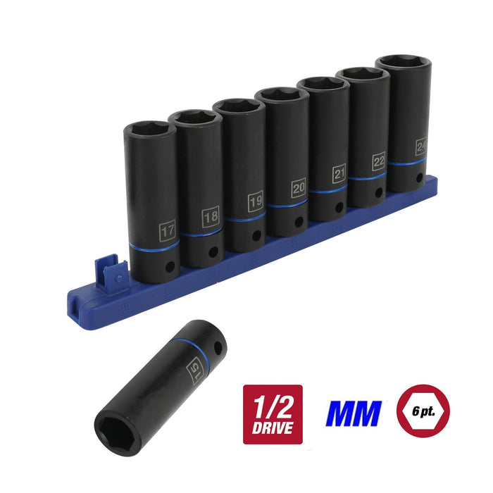 Hyper Tough 9-Piece, 1/2-inch mm, Deep Drive Impact Socket Set for Automotive and DIY projects, 41046