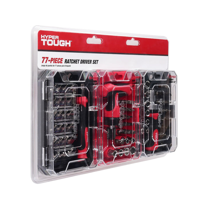 Hyper Tough Heavy-Duty 77-Piece Ratchet Driver Set Sizes 3/8 and 1/4 inch