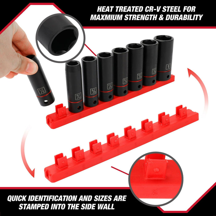 Hyper Tough 9-Piece 1/2-Inch Deep Drive Impact Socket Set SAE, 41045