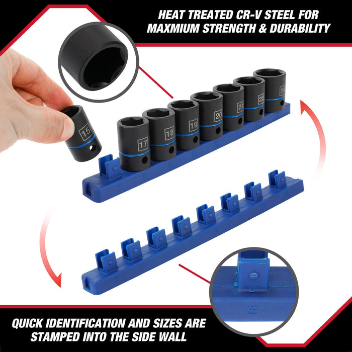 Hyper Tough 9-Piece 1/2-inch Standard Drive Impact Socket Set MM, 43003