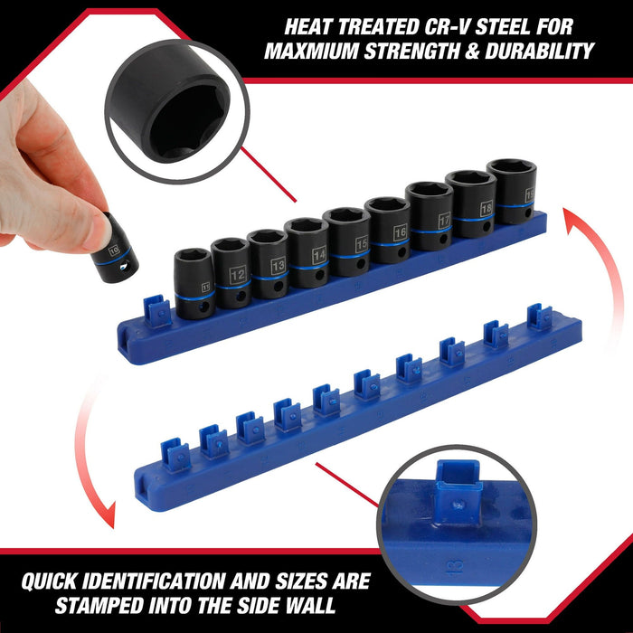 Hyper Tough 11-Piece 3/8-Inch, Standard Impact Socket Set mm, 43240