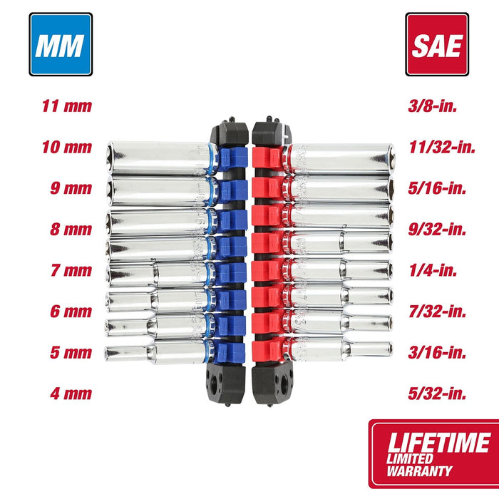 Hyper Tough 20-Piece 1/4-inch Drive Ratchet and Deep Socket Set, SAE and Metric Sockets