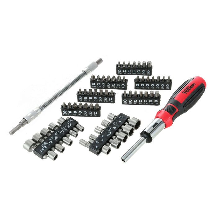 Hyper Tough 64 Piece Ratchet Screwdriver SAE and Metric Socket Wrench Set