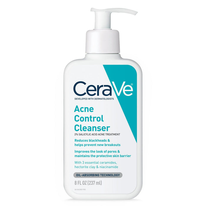 CeraVe Acne Face Wash, Acne Cleanser with Salicylic Acid and Purifying Clay for Oily Skin, 8 fl oz