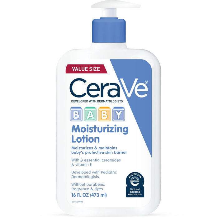 CeraVe Baby Lotion, Lightweight Moisturizer for Sensitive Skin & Eczema Prone Skin, 16 oz