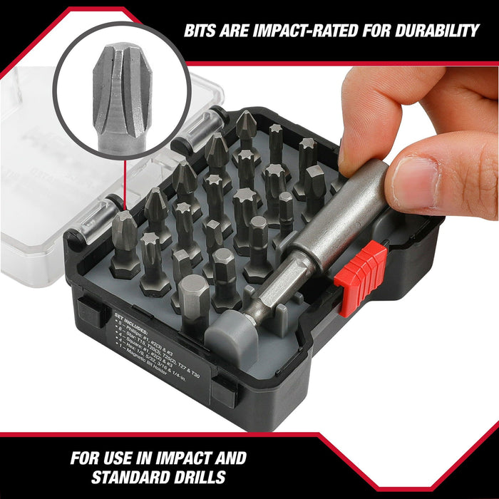 Hyper Tough 22-Piece Impact Rated Screwdriver Bit Set in Reusable Case, 43238CF, New