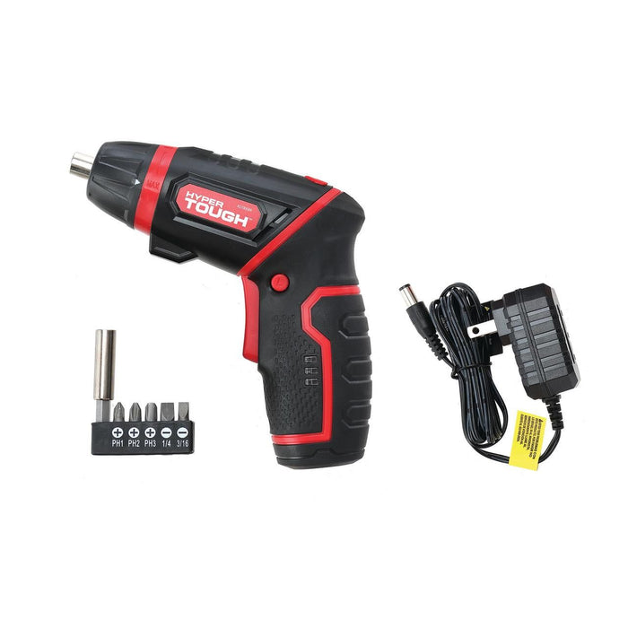 Hyper Tough 4V Max Lithium-Ion Cordless Rotating Power Screwdriver 1/4 inch Size with Charger, Rotating Handle, LED Light, Magnetic Bit Holder & Bits, New Condition