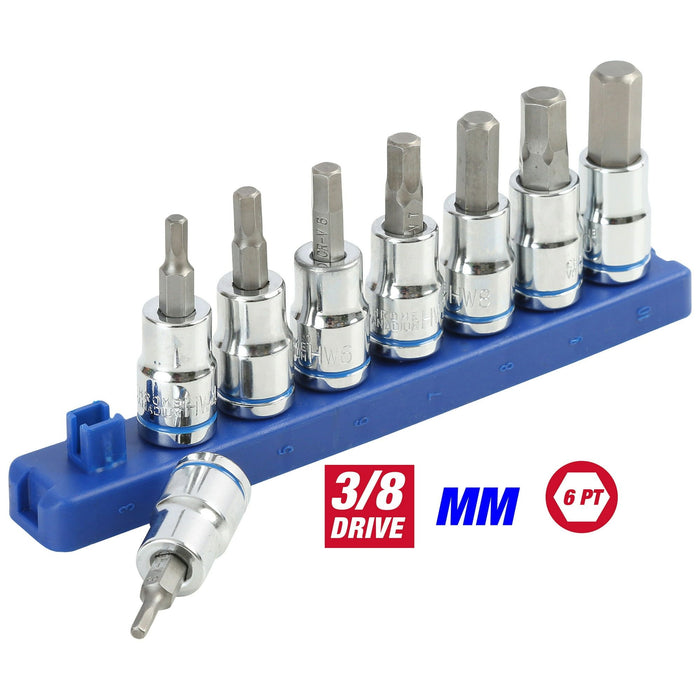 Hyper Tough 9-Piece 3/8-inch Drive, Metric Hex Socket Bit Set for Automotive and DIY Projects, 6568