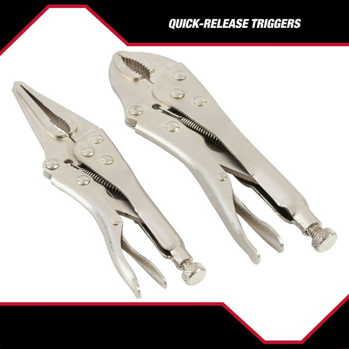 Hyper Tough 2-Piece Locking Plier Set with 6-1/2-inch-Long Nose and 7-Inch Curved Jaw