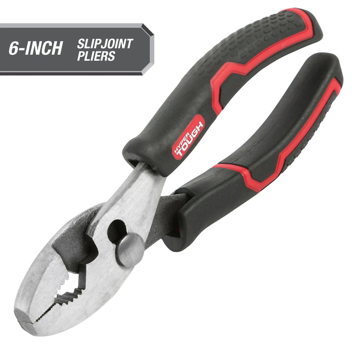 Hyper Tough 6" Standard Slip Joint Pliers , Ergonomic Handle, 2-Position Jaw