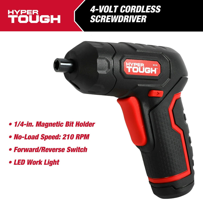 Hyper Tough 4-Volt Max Lithium-Ion Angle Grip Screwdriver with Charger, 80152