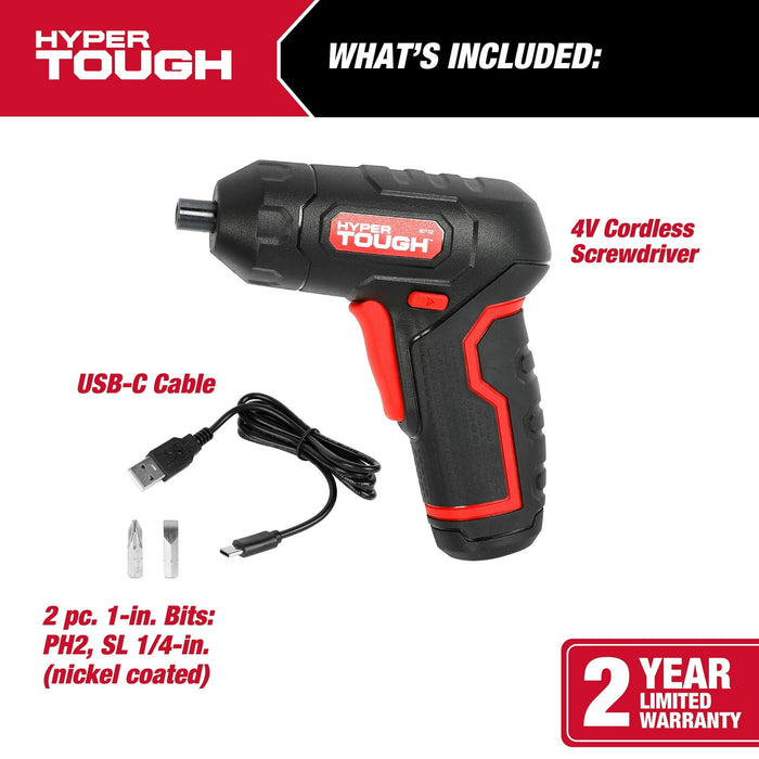 Hyper Tough 4-Volt Max Lithium-Ion Angle Grip Screwdriver with Charger, 80152