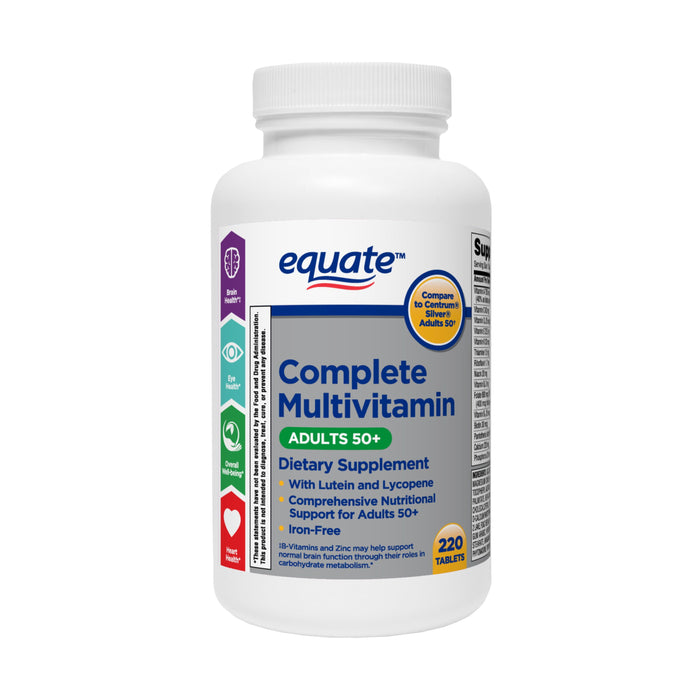 Equate Complete Multivitamin/Multimineral Supplement Tablets; Adults 50+; 220 Count