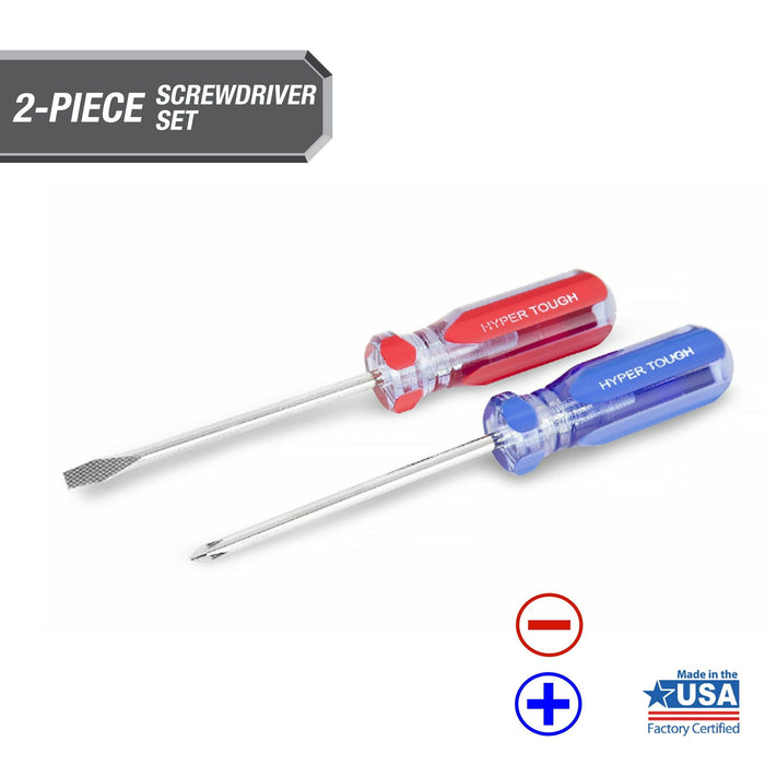 Hyper Tough 2-Piece Acetate Handle Screwdriver Set