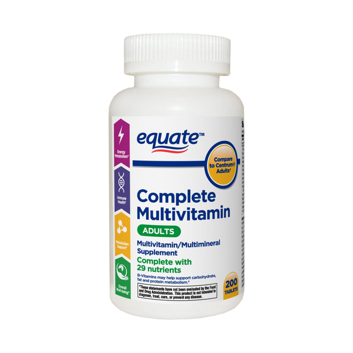 Equate Complete Multivitamin/Multimineral Supplement Tablets; Adults; 200 Count