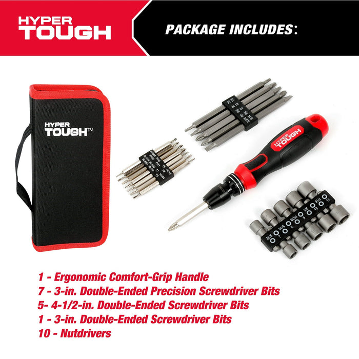 Hyper Tough 24-Piece Quick-Load Screwdriver Set