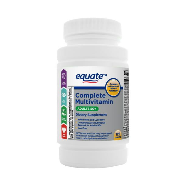 Equate Complete Multivitamin/Multimineral Supplement Tablets; Adults 50+; 125 Count