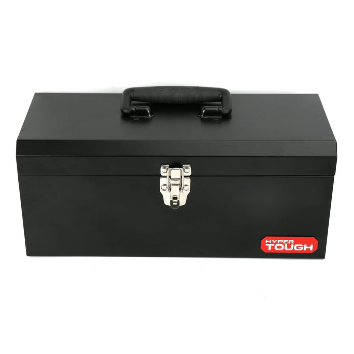 Hyper Tough 16-inch Black Metal Tool Box with Removable Tool Tray