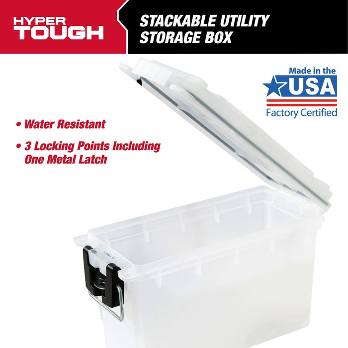 Hyper Tough Frost Locking and Stacking Utility and Tool Box, Durable Plastic 11.5" x 5.06" x 7.25"